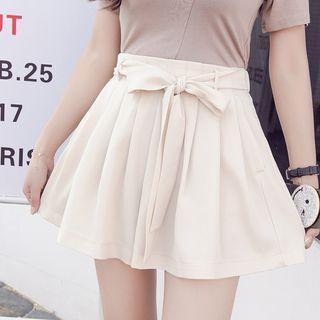 Tie-waist Plain Culottes