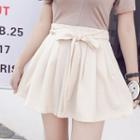 Tie-waist Plain Culottes