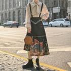 Cropped Jacket / Bow-neck Blouse / Suspender Midi A-line Skirt