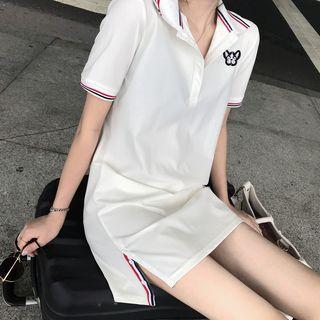 Contrast-trim Polo Minidress White - One Size