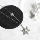 925 Sterling Silver Snowflake Pendant Necklace As Shown In Figure - One Size