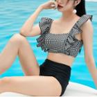 Square Neck Ruffled High Waist Bikini