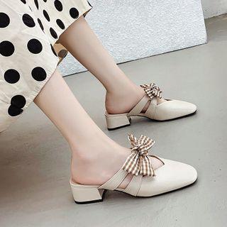 Block-heel Bow Accent Mules