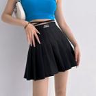 High-waist Lettering Pleated Mini Skirt