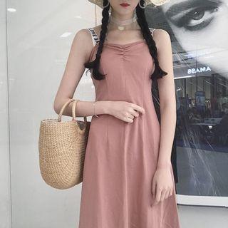 Lettering Sleeveless Midi A-line Dress