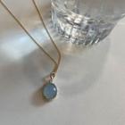 Oval Pendant Chain Necklace Sky Blue - One Size