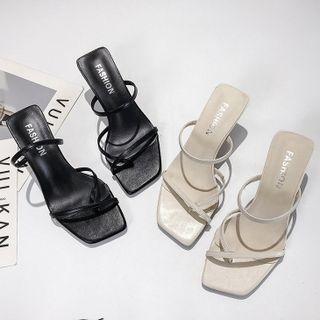Toe-ring Strappy High Heel Slide Sandals