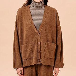 V-neck Buttoned Loose-fit Cardigan