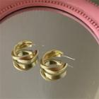 Layered Open Hoop Earring 1 Pair - Silver Stud - Gold - One Size