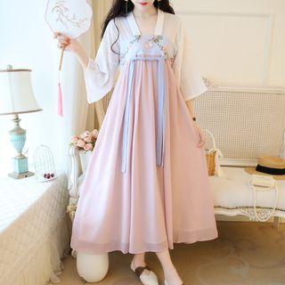 3/4-sleeve Midi A-line Hanfu Dress