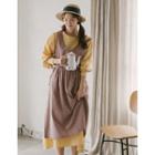 Drawstring-waist Check Jumper Dress Brown - One Size