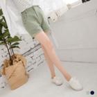 Color Stitching Fold-up Denim Shorts