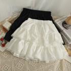Layered Lace-trim Mini Skirt