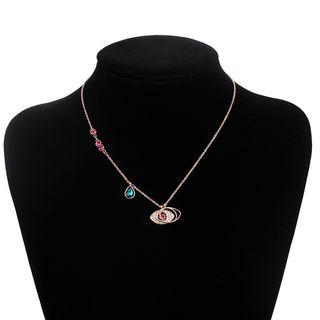 Alloy Eye Faux Crystal Pendant Necklace Rose Gold - One Size