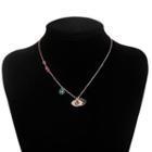 Alloy Eye Faux Crystal Pendant Necklace Rose Gold - One Size