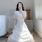 Short-sleeve Embroidered Midi Mermaid Dress