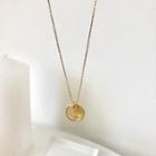 Textured 925 Sterling Silver Disc Pendant Necklace 1 Pc - Gold - One Size