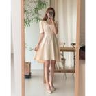V-neck Pleated-detail Dress