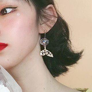 Rhinestone Whale Tail Glass Bead Dangle Earring