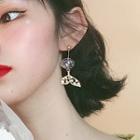 Rhinestone Whale Tail Glass Bead Dangle Earring