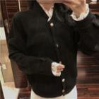 Lace Panel Long Sleeve Jacket Black - One Size