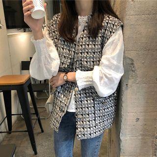 Lace Trim Blouse / Patterned Vest