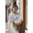 Letter Cropped Slim-fit T-shirt