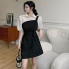 Puff-sleeve Long Shirt / Asymmetric Jumper Dress