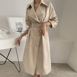 Raglan Double-breasted Trench Coat With Belt