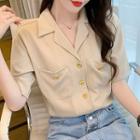Short-sleeve Pocketed Chiffon Shirt