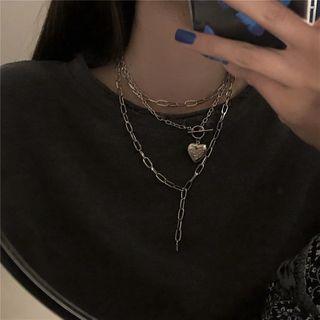 Sweetheart Pendant Layered Chain Necklace As Shown In Figure - One Size