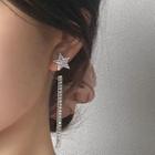 Rhinestone Star Fringed Drop Earring 1 Pair - Silver - One Size