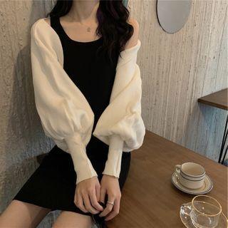 Plain Mini Bodycon Tank Dress / Cardigan