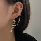 Faux Pearl Alloy Branches Dangle Earring 1 Pair - Asymmetry - One Size