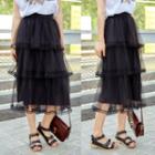 Two-tone Layered Midi Skirt