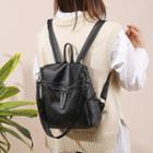 Faux Leather Statement Panel Backpack