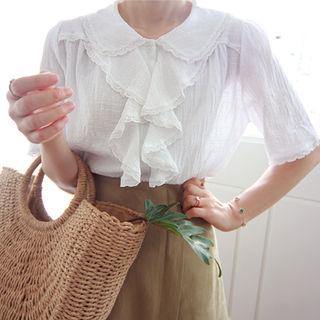 Round-collar Ruffled Blouse