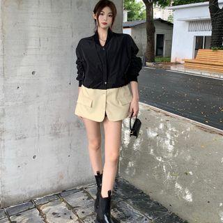 Two-tone Bomber Jacket Almond - One Size