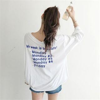 Lettering Dolman-sleeve Oversized T-shirt