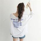 Lettering Dolman-sleeve Oversized T-shirt