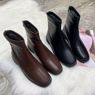 Block Heel Faux Fur Lined Boots