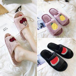 Fruit Applique Fleece-lined Slippers