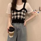 Check Knit Camisole Top