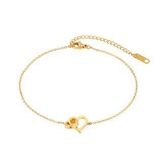 Simple And Sweet Plated Gold Hollow Heart-shaped Circle 316l Stainless Steel Anklet Golden - One Size