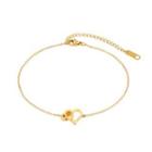 Simple And Sweet Plated Gold Hollow Heart-shaped Circle 316l Stainless Steel Anklet Golden - One Size