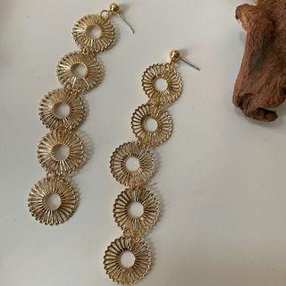 Hoop Dangle Earring 1 Pair - E512 - Gold - One Size