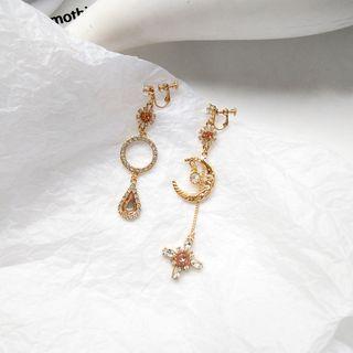 Asymmetrical Rhinestone Celestial-themed Earrings