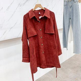 Straight-cut Corduroy Medium Long Jacket
