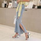 Slit-side Ripped Boot-cut Jeans