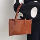Faux Leather Handbag Dark Brown - One Size